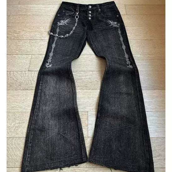 PUNK FLARE EMBROIDERED JEANS