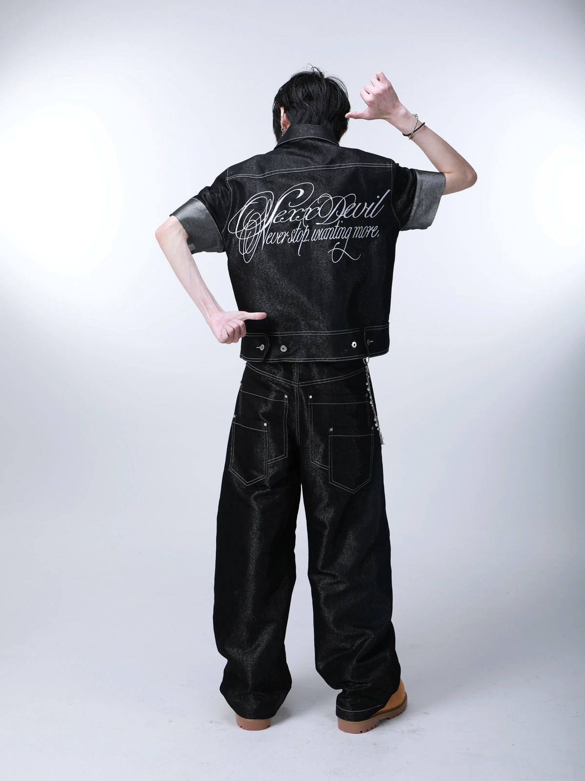 DENIM COWBOY JACKET WITH SILVER THREADS