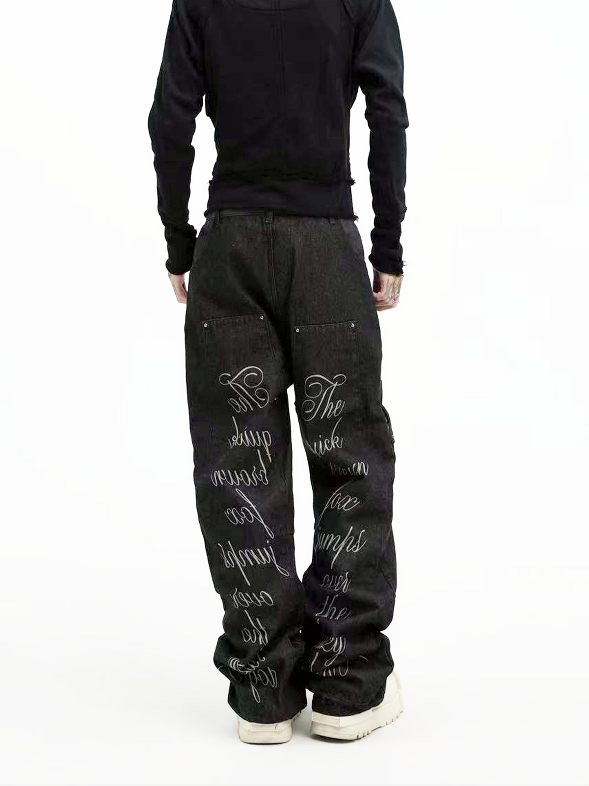 SNAKE PRINT WIDE LEG JEANS