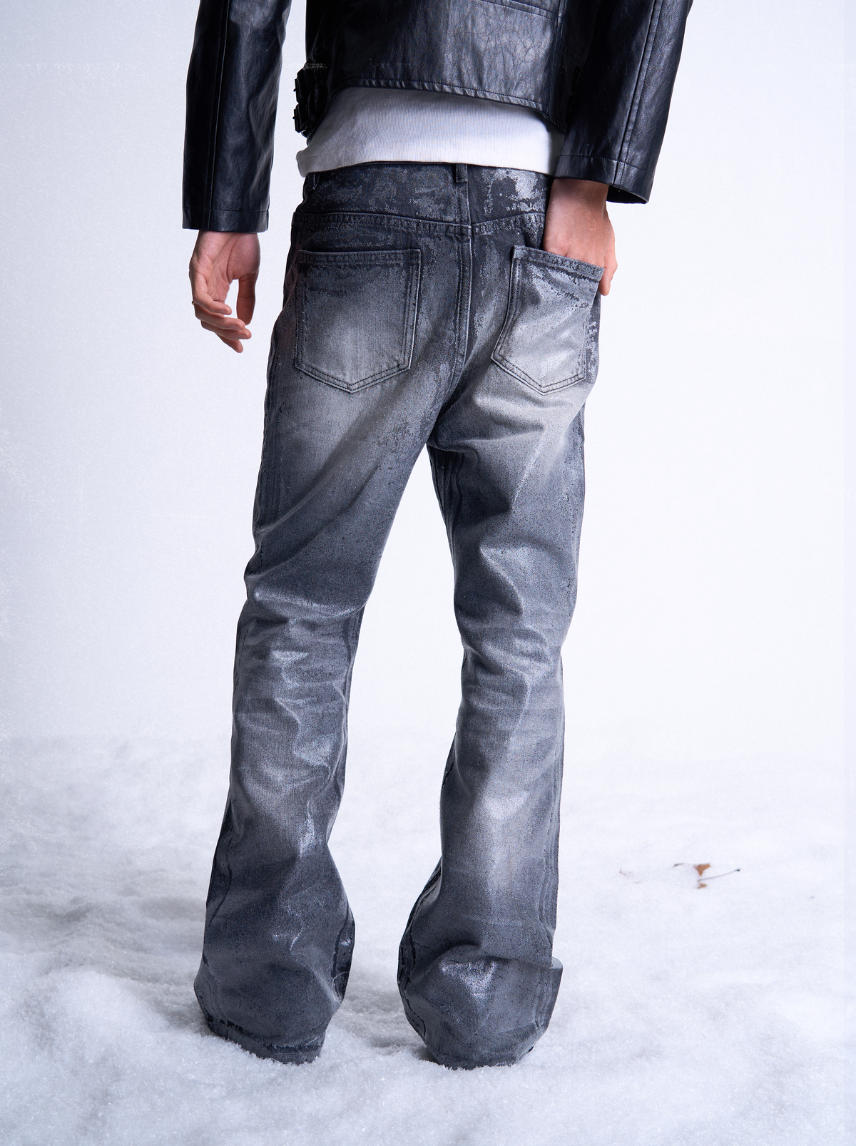 CRACKED BRUSHED WAX JEANS