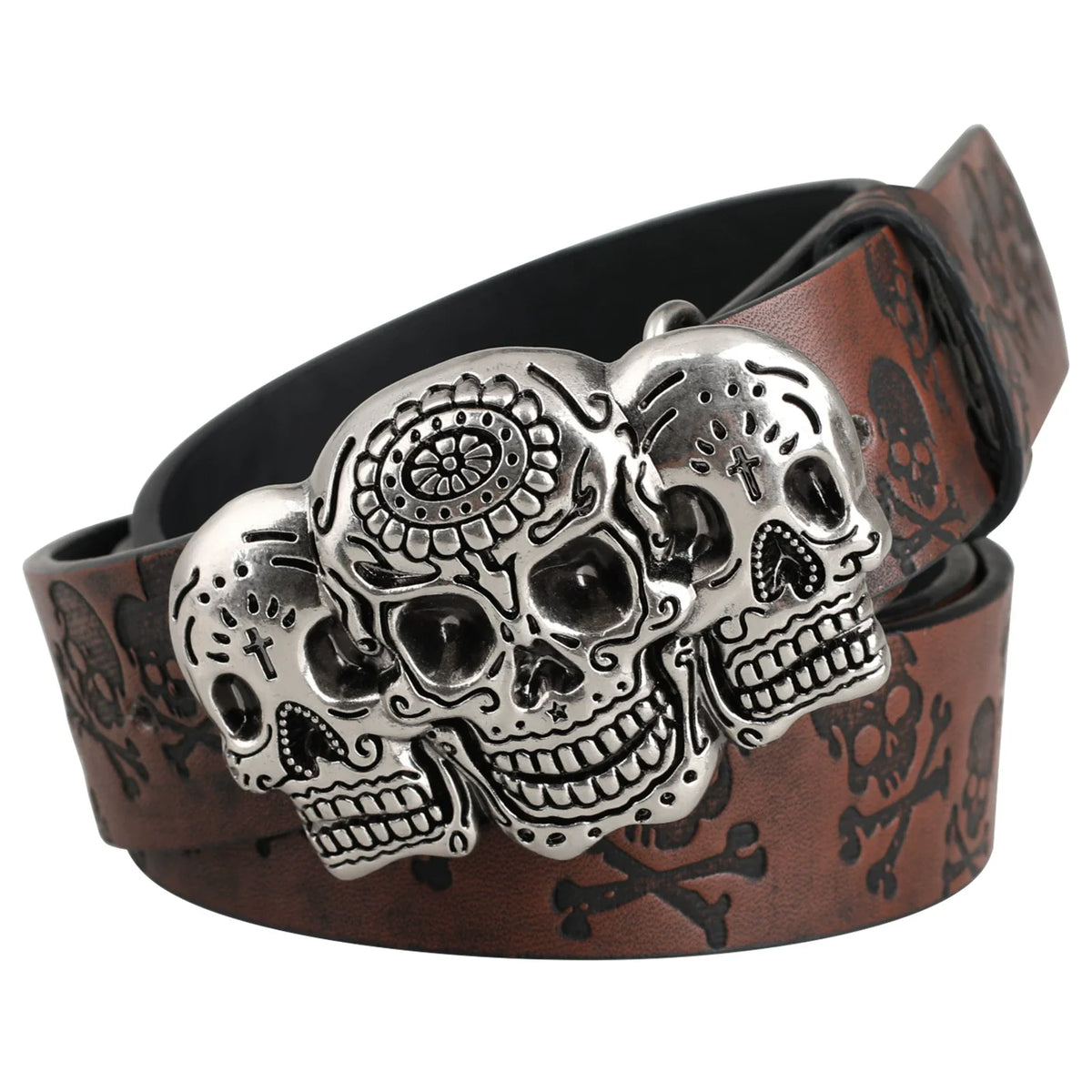 SKULL BUCKLE PU BELT