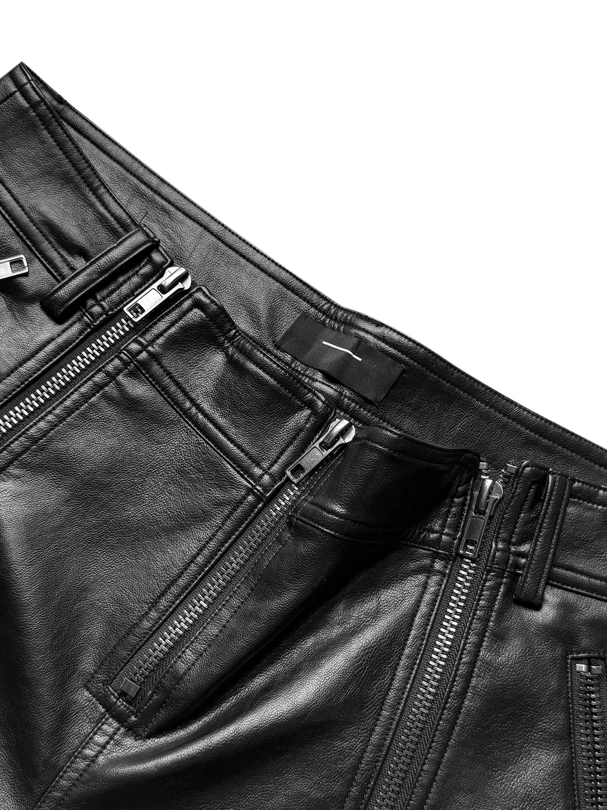 DOUBLE ZIPPER MICRO LEATHER PANTS