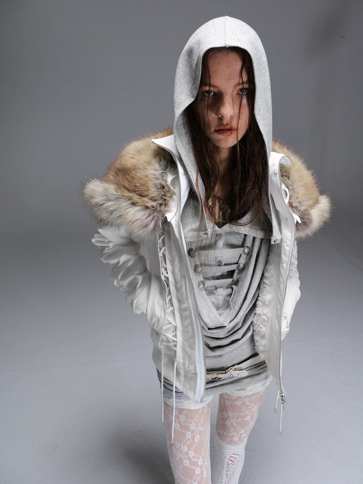 FAUX FUR SHAWL PARKER JACKET