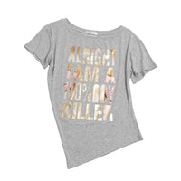 METALLIC FLORAL OFF-SHOULDER T-SHIRT