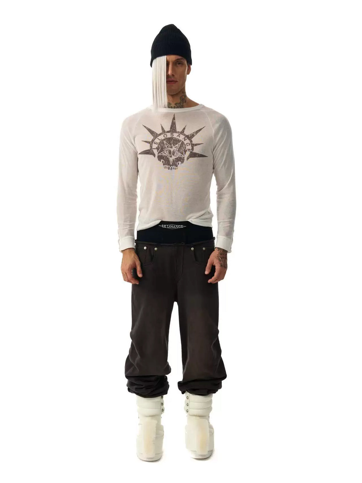 SKULL PRINT DRAWSTRING SWEATPANTS