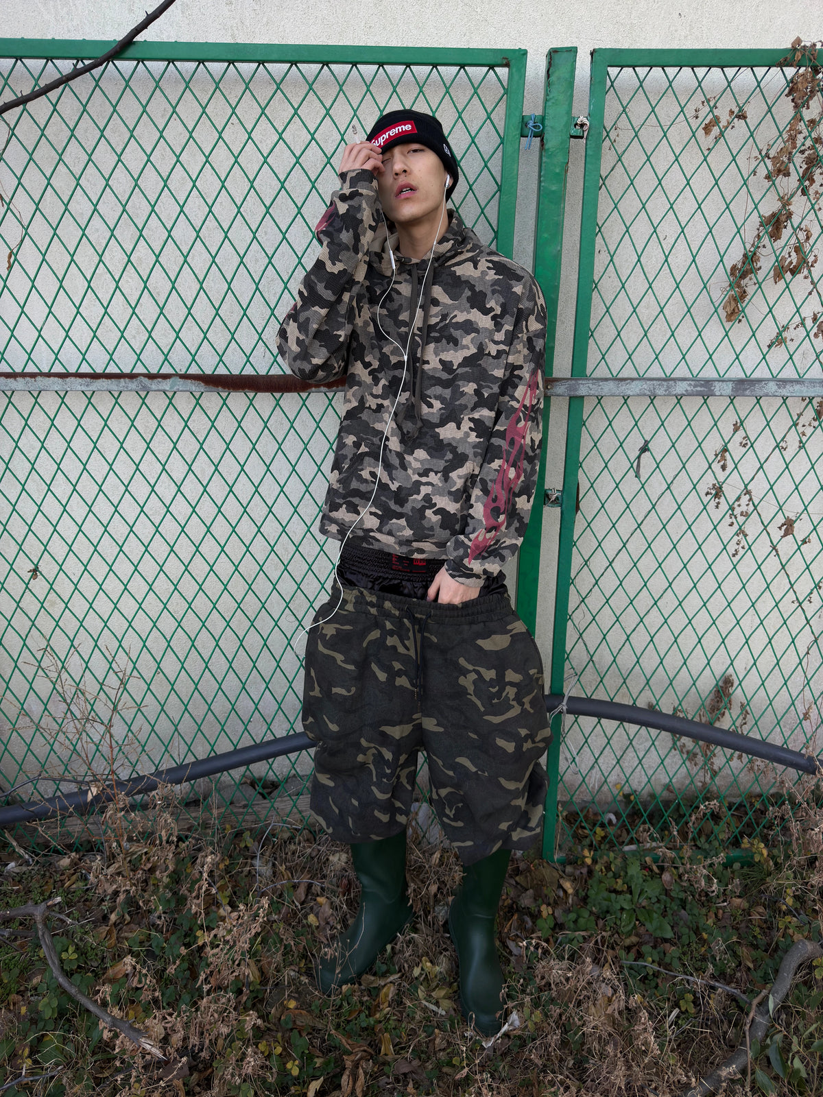 FLAME CAMO FITTED HOODIE