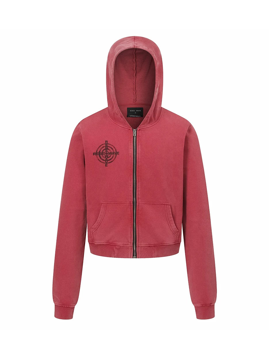 PINK WASHED ZIPPER HOODIE