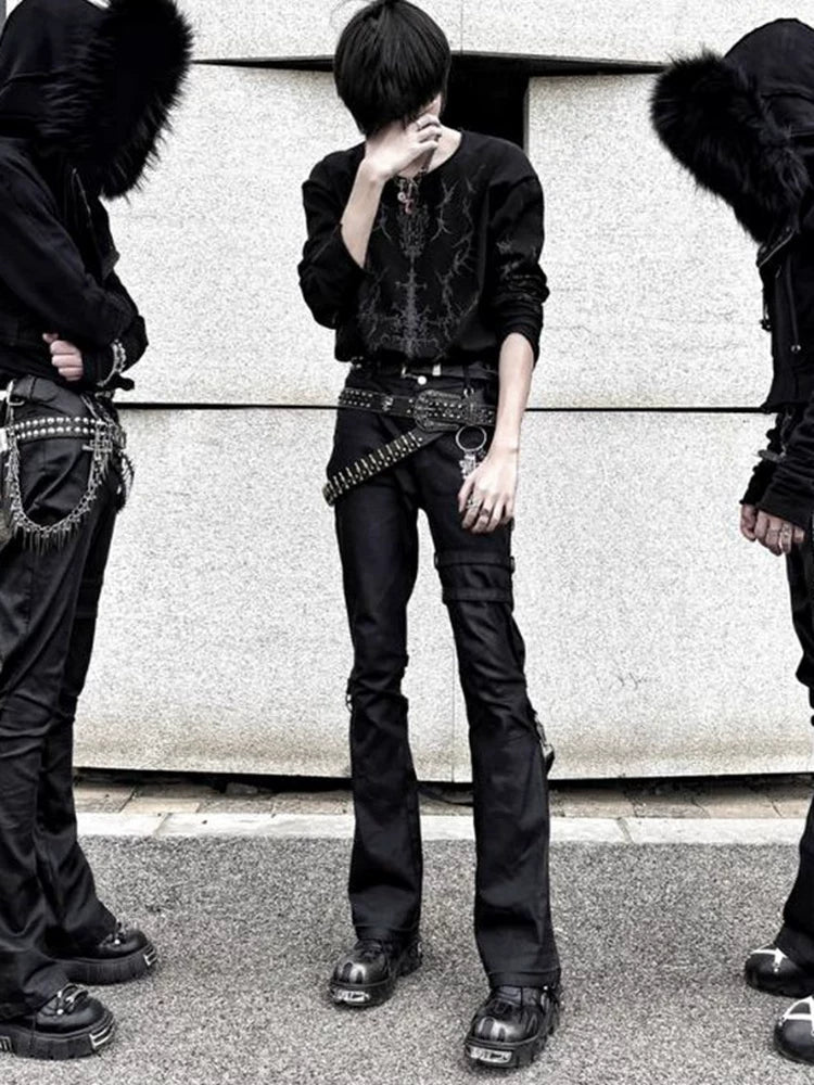 PUNK STYLE WAX DENIM PANTS