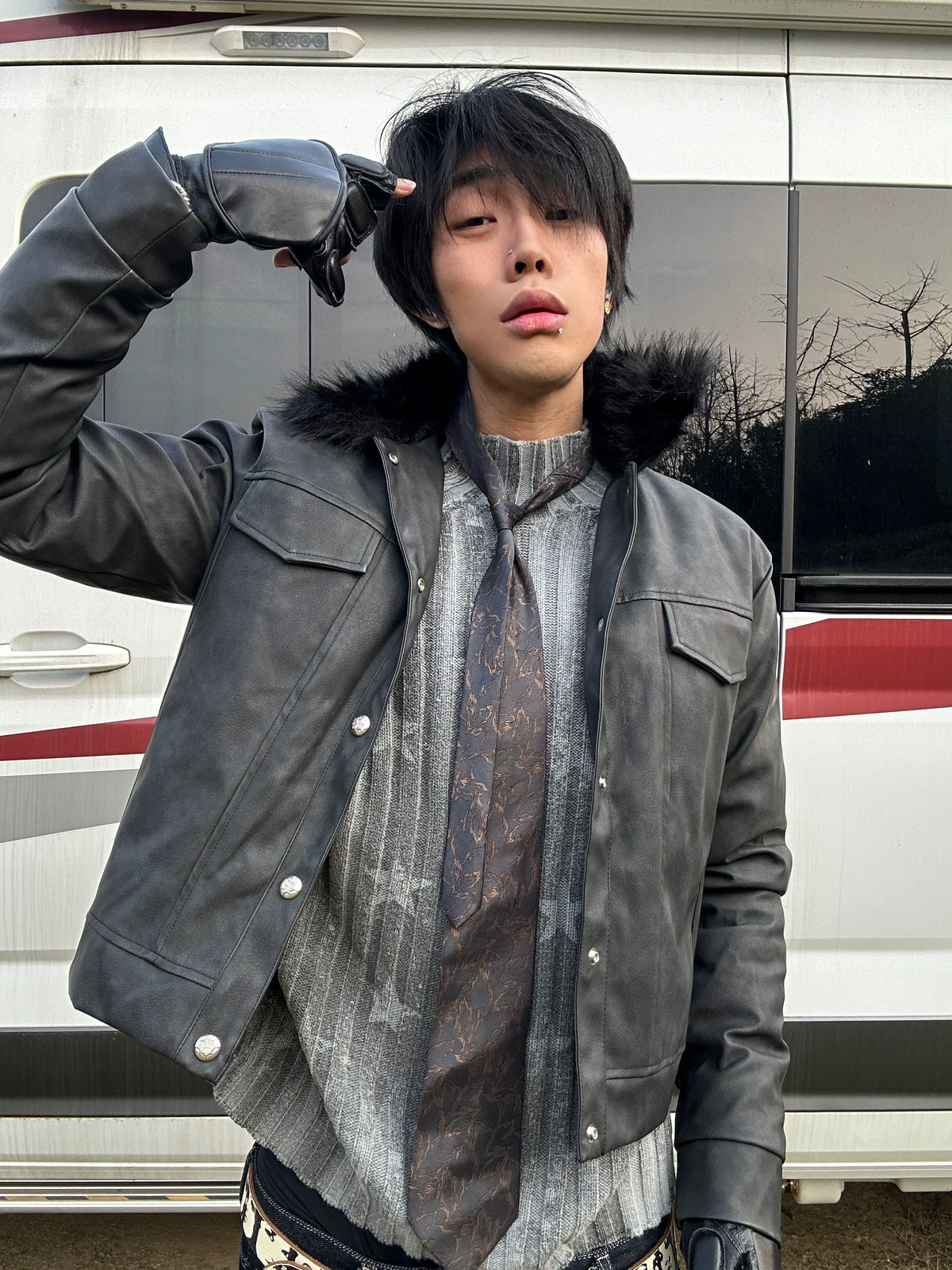 FUR COLLAR SHORT DOWN JACKET