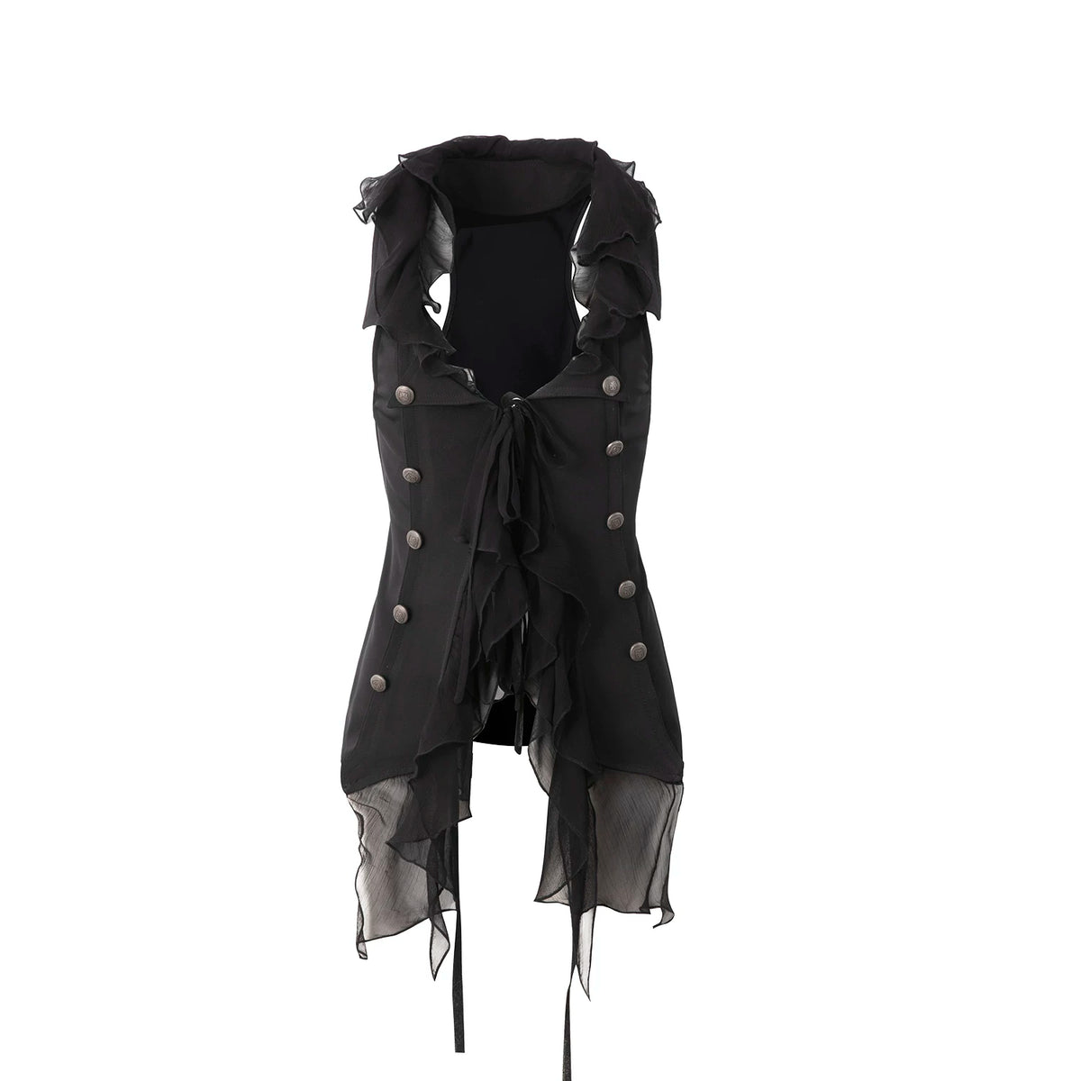 CHIFFON RUFFLE SUIT VEST
