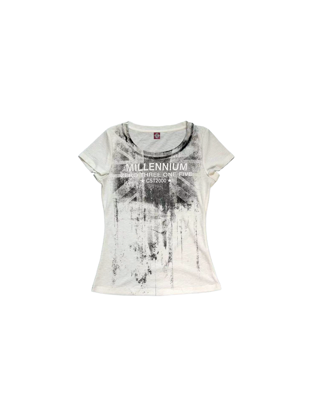 BEIGE TORN FLAG T-SHIRT