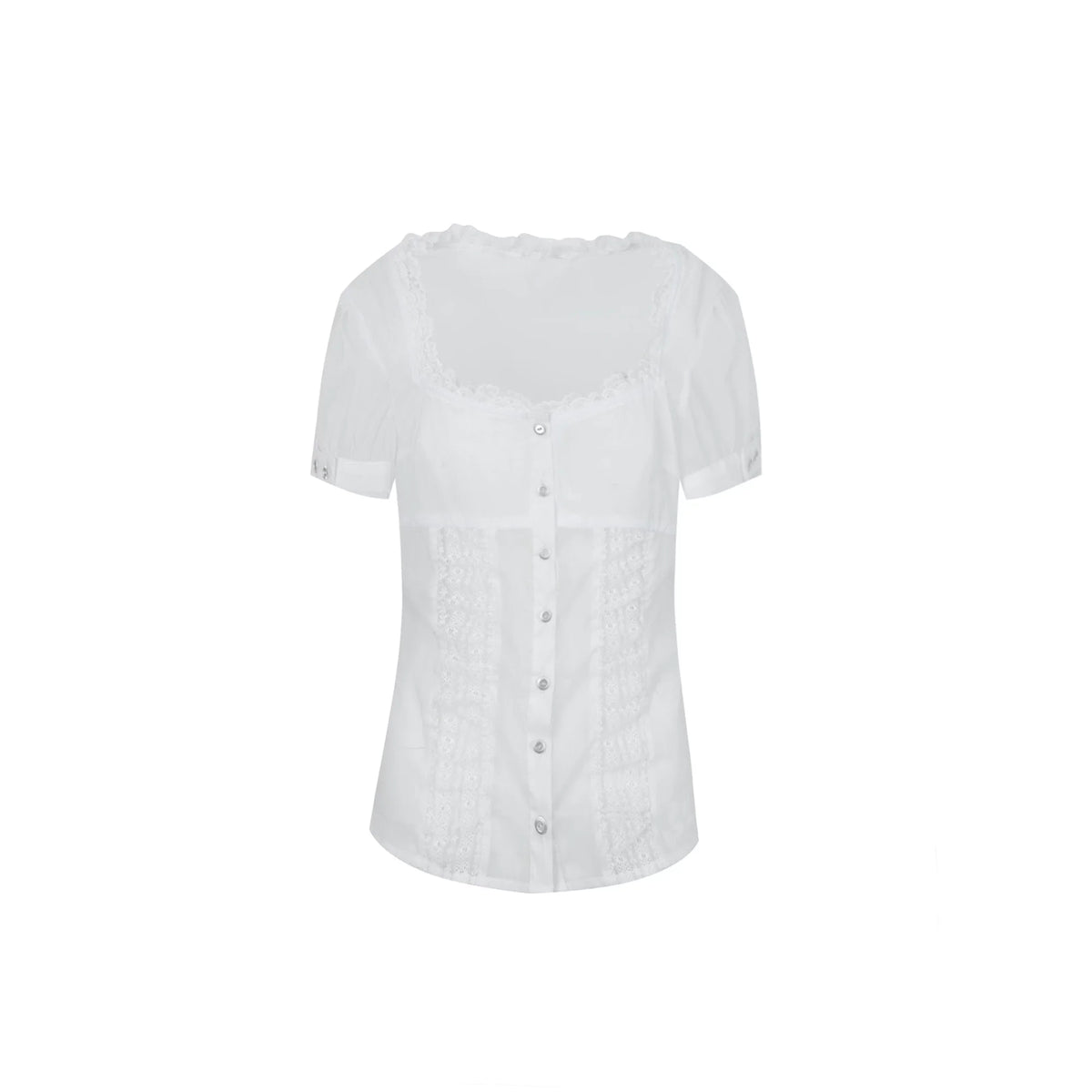 LACE SLEEVE SQUARE NECK BLOUSE