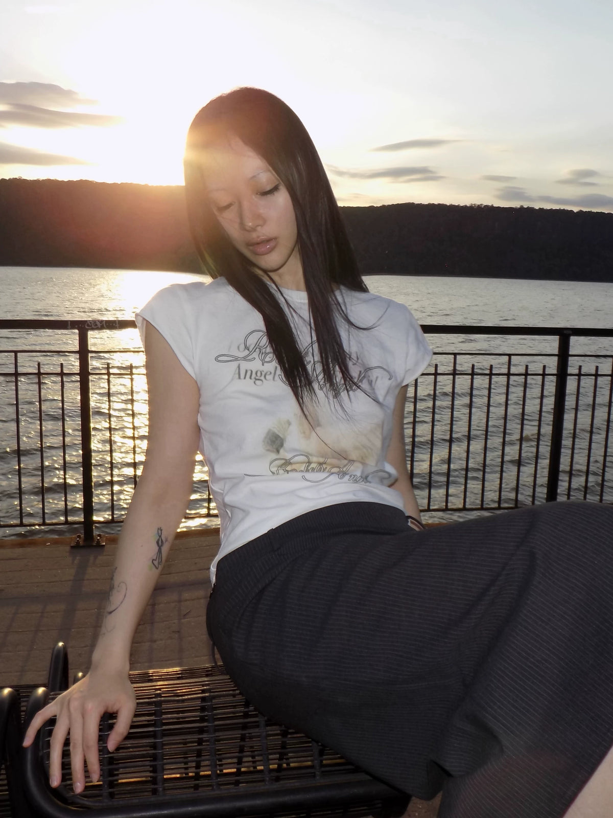 DRUNKEN ANGEL COTTON-LINEN T-SHIRT