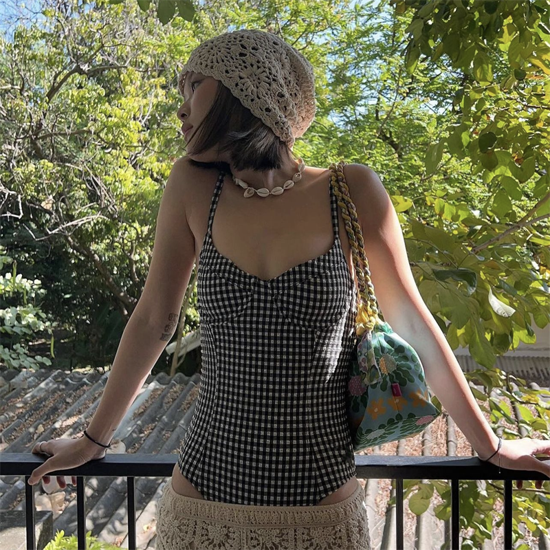 CHECKERED SLIMMING SWIMSUIT