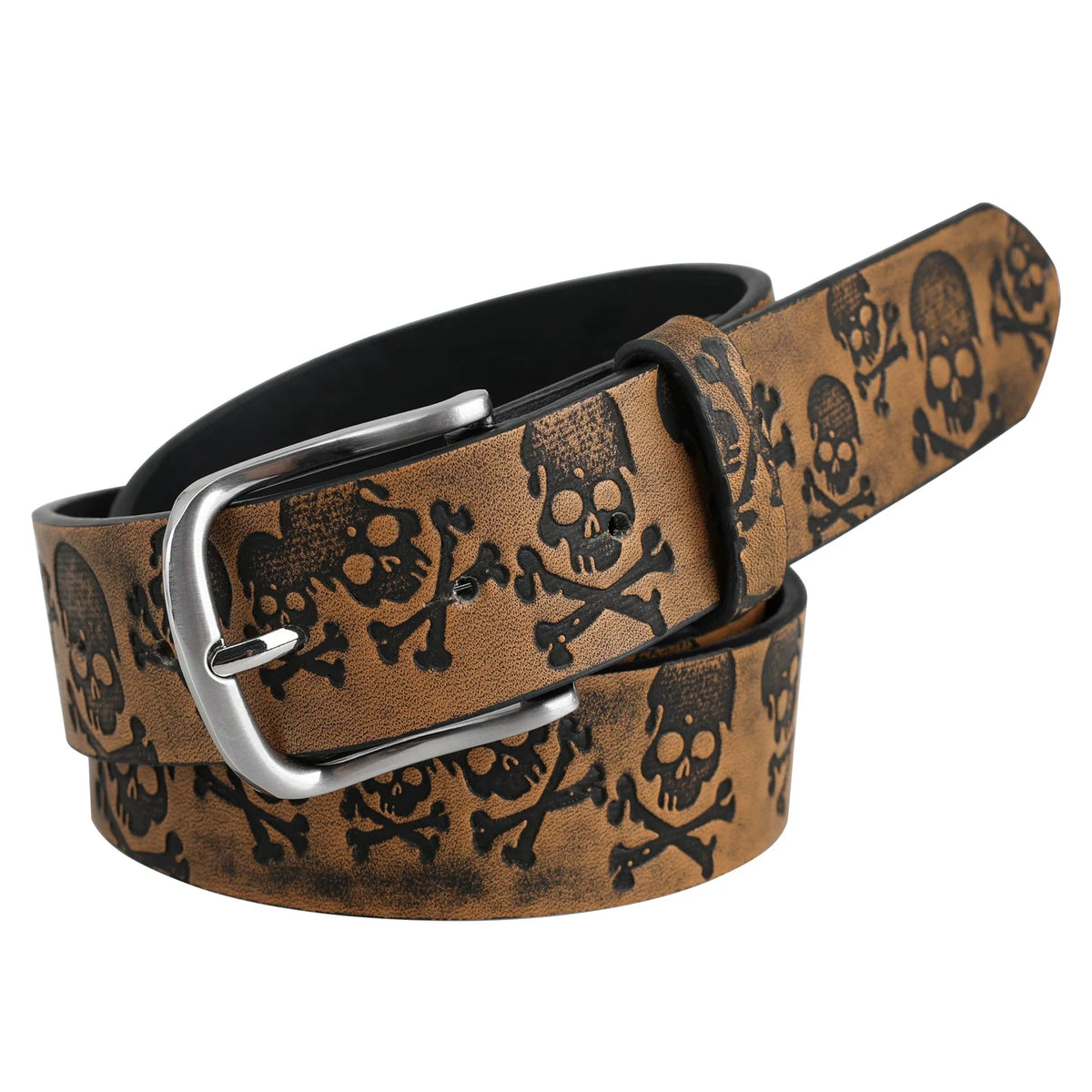 SKULL BUCKLE PU BELT