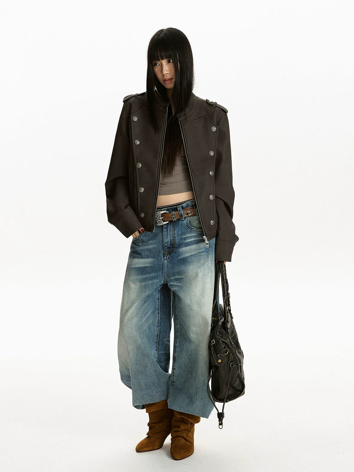 RETRO BIKER STYLE PU LEATHER JACKET
