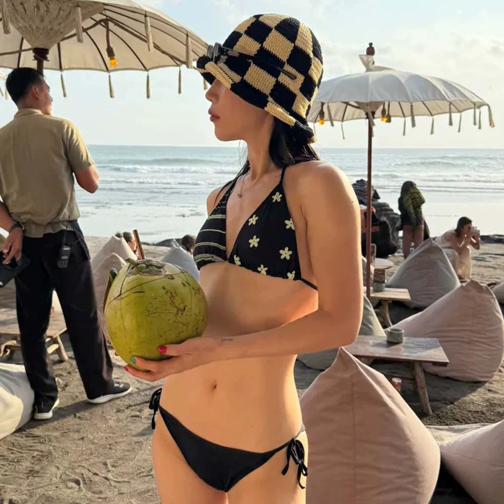 FLORAL STRIPE BIKINI SET