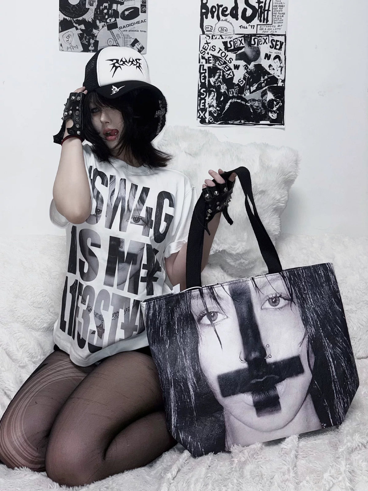 INVERTED CROSS PORTRAIT TOTE BAG