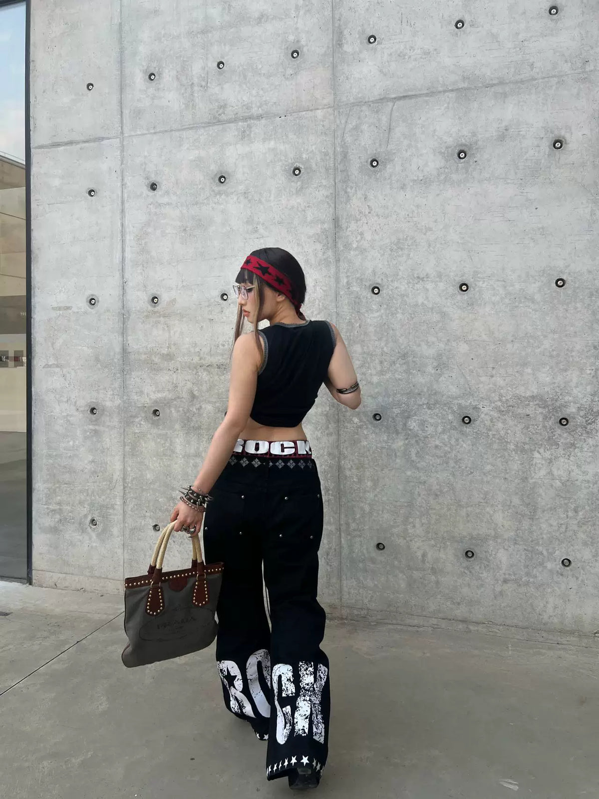 LAYERED COLOR-BLOCKED DRAWSTRING PANTS