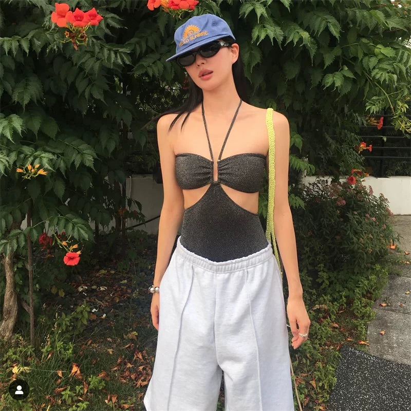 STRAPLESS HALTER-NECK BIKINI SET