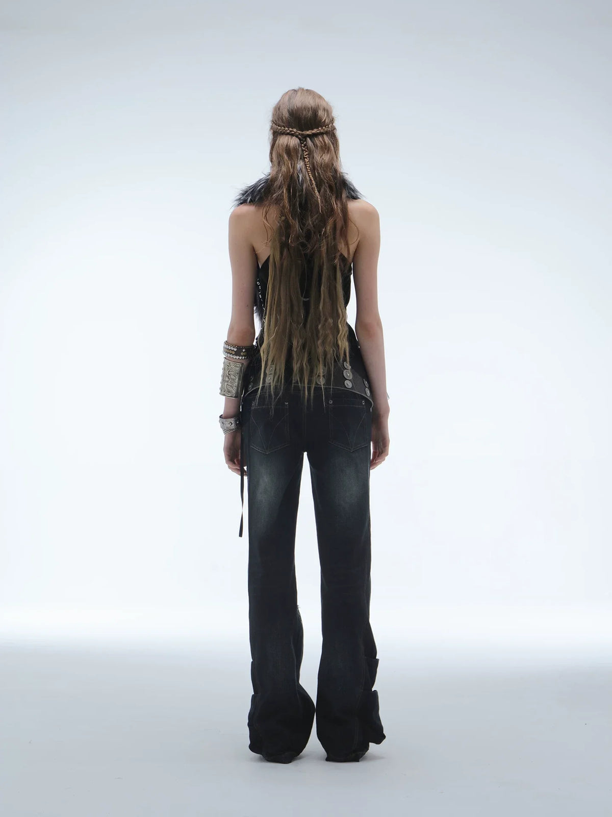 VINTAGE FRAYED STRAIGHT JEANS
