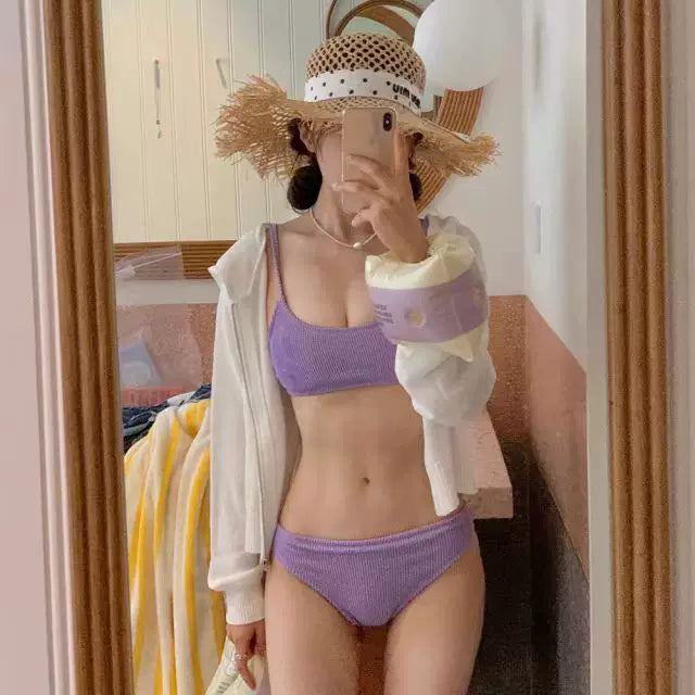 CHIC SOLID-COLOR BIKINI SET