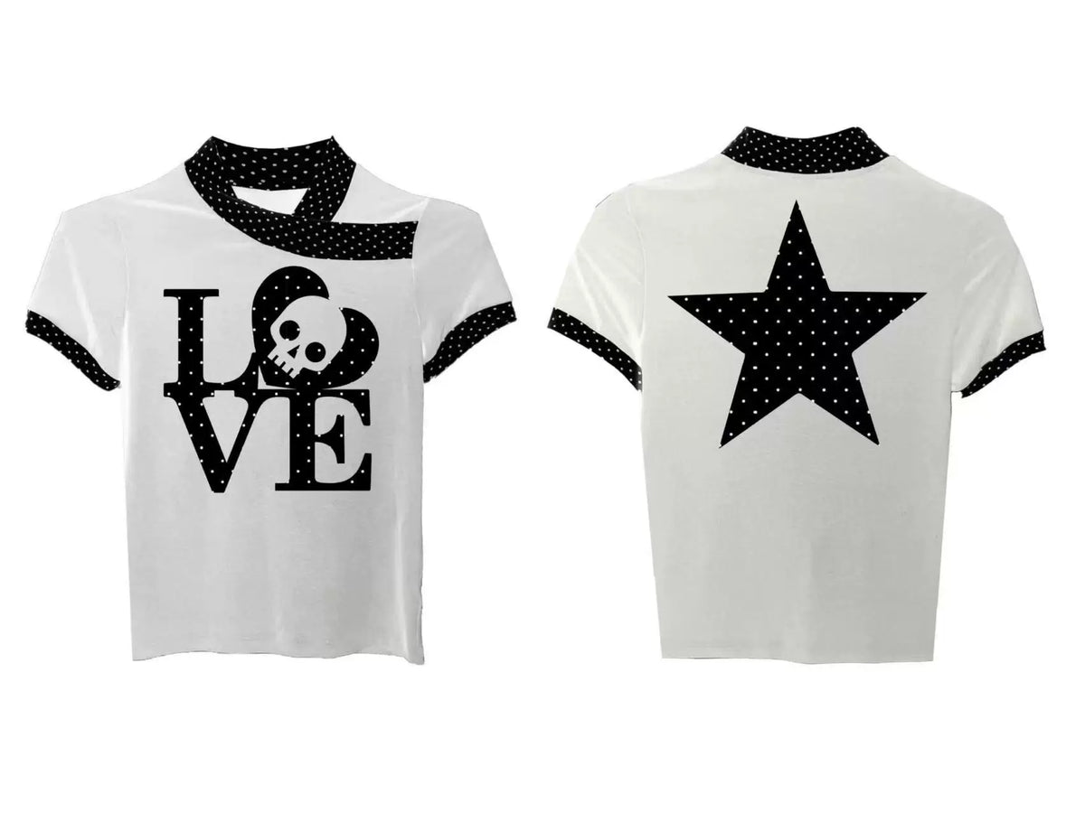 Y2K SKULL POLKA DOT TEE
