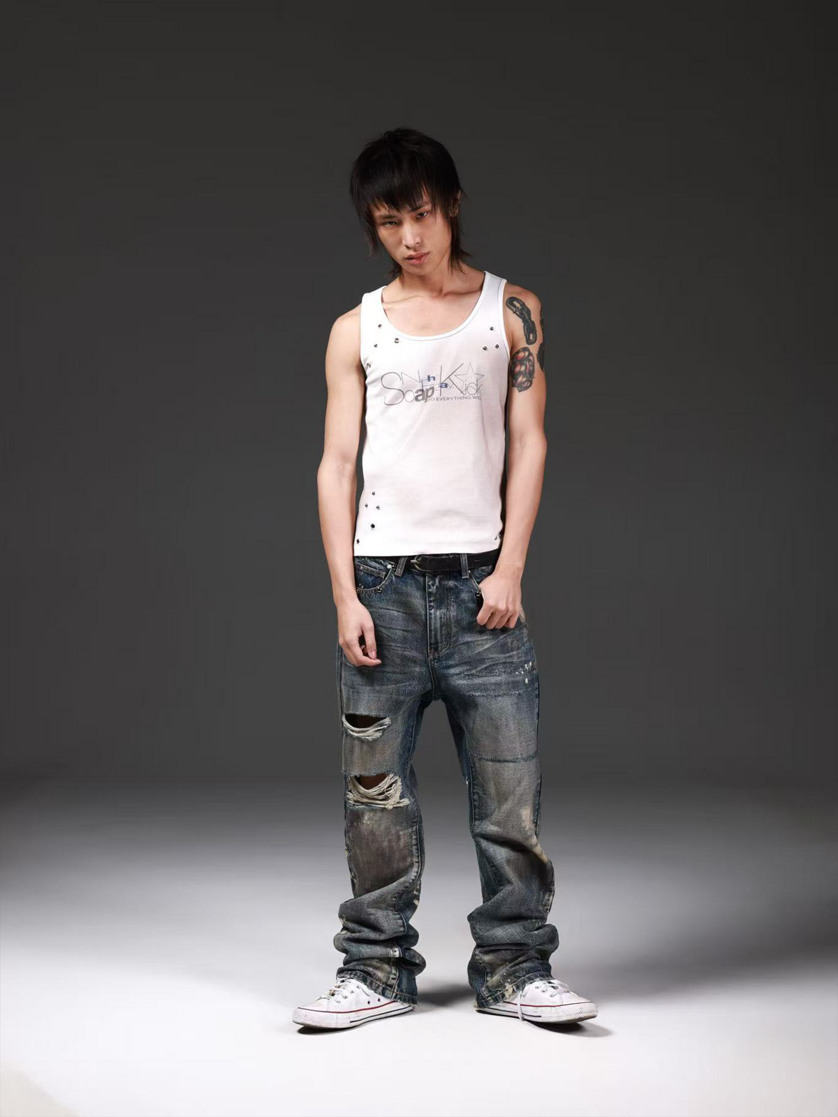 WASHED IRREGULAR RIVET TEE