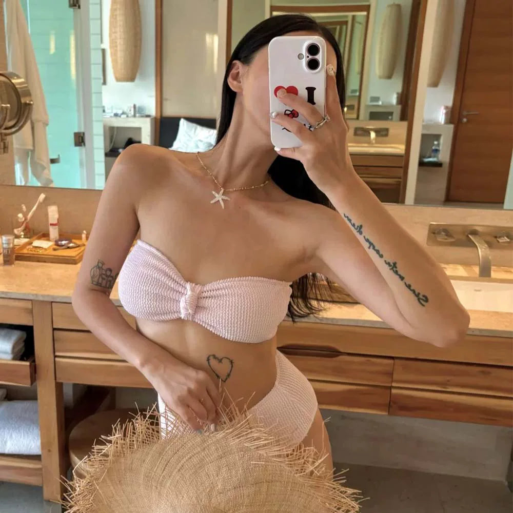 CHIC PINK BANDEAU BIKINI SET