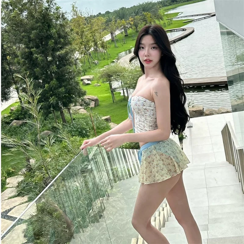 FLORAL SKIRT BIKINI SET