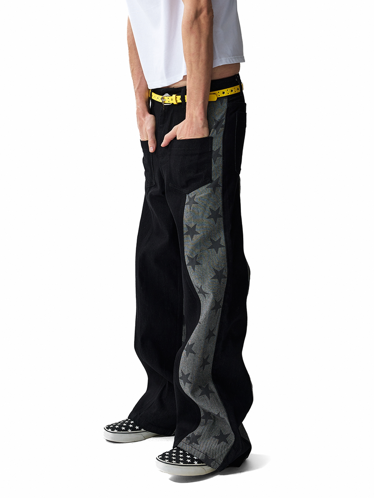 ECLECTIC STAR PRINT DENIM PANTS