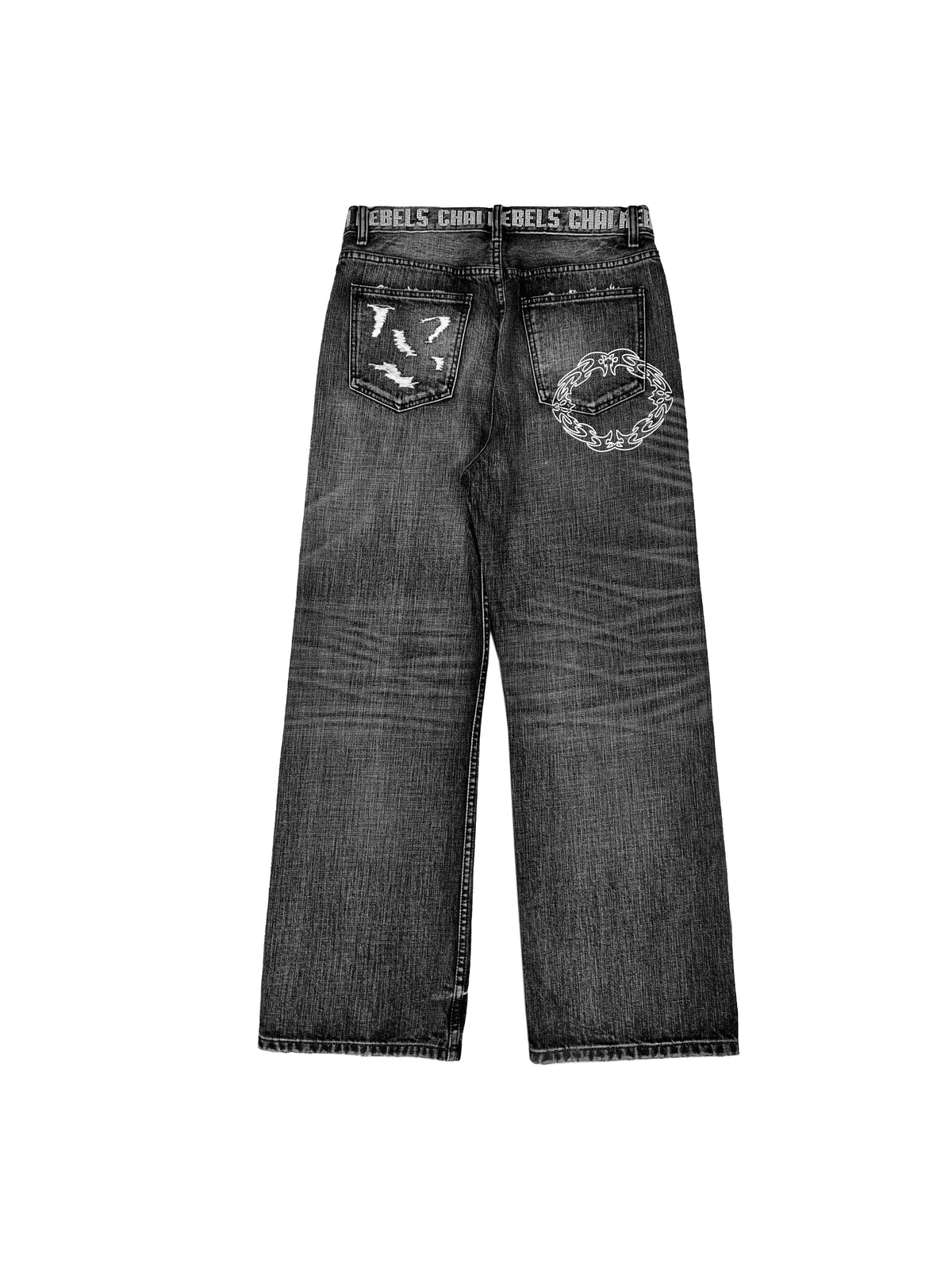 FADED CAT'S-EYE WIDE-LEG JEANS