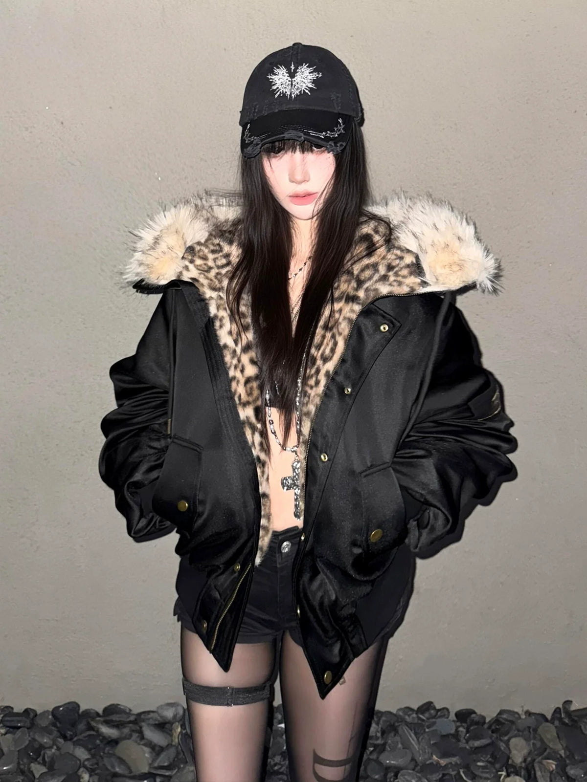 LEOPARD PRINT PILOT JACKET