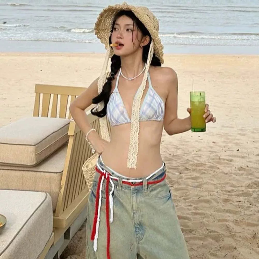 CHECKERED BIKINI SET FOR VACATIONS