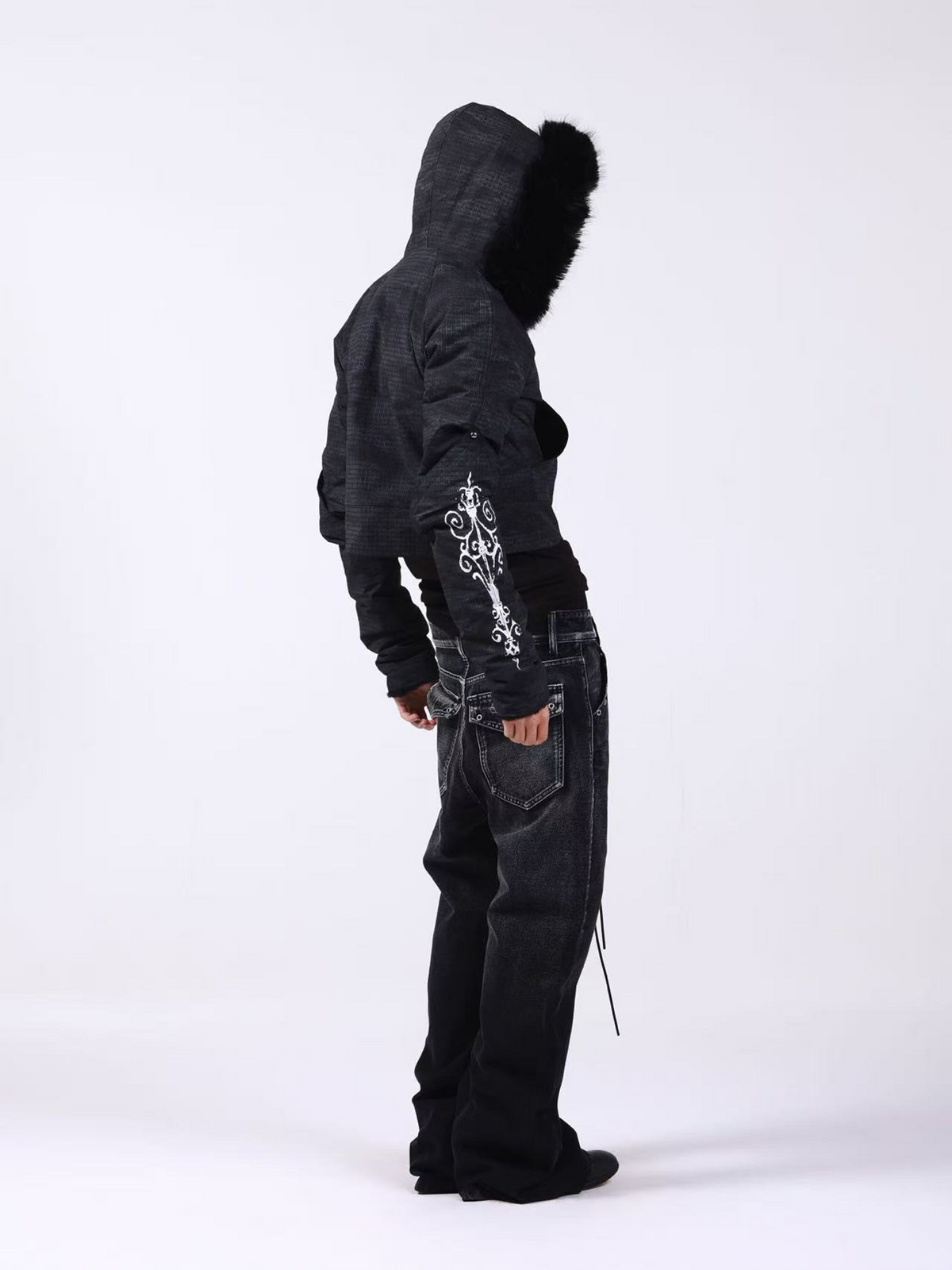WASHED HOODED SWEATSHIRT JACKET