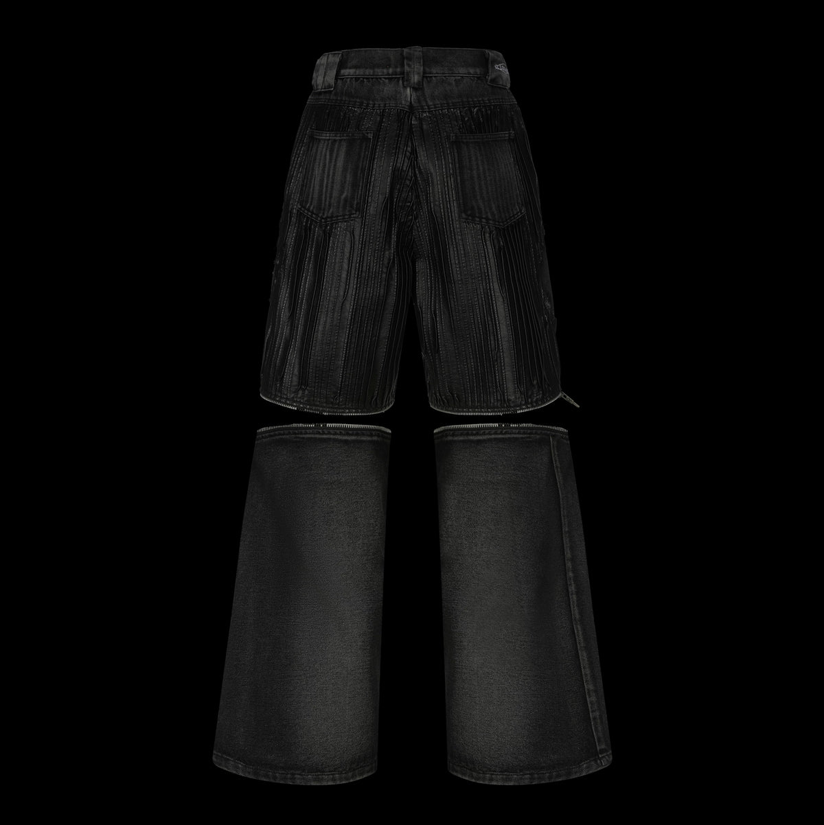 DENIM LEATHER PATCHWORK SHORTS