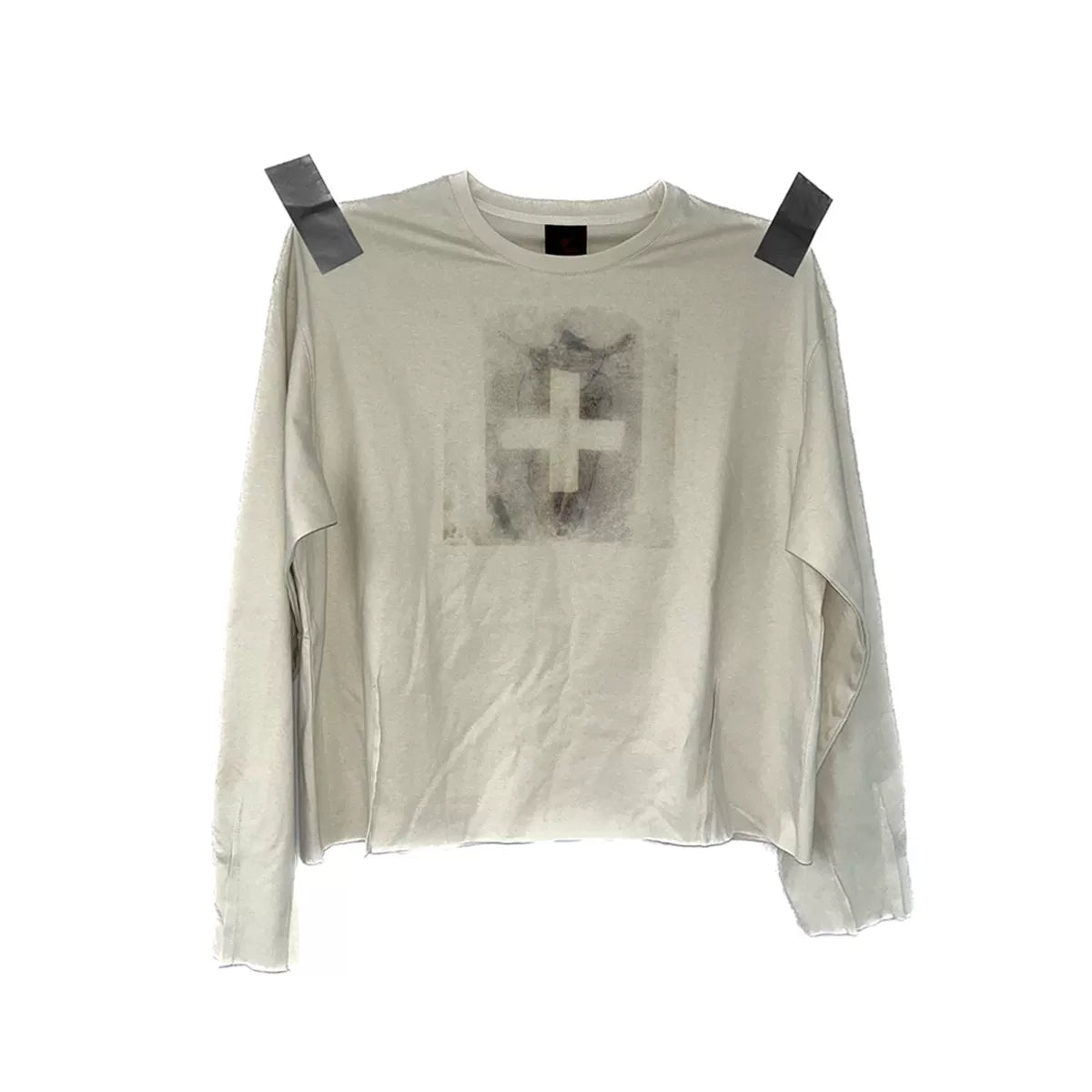 BEIGE PRINTED PLEAT T-SHIRT