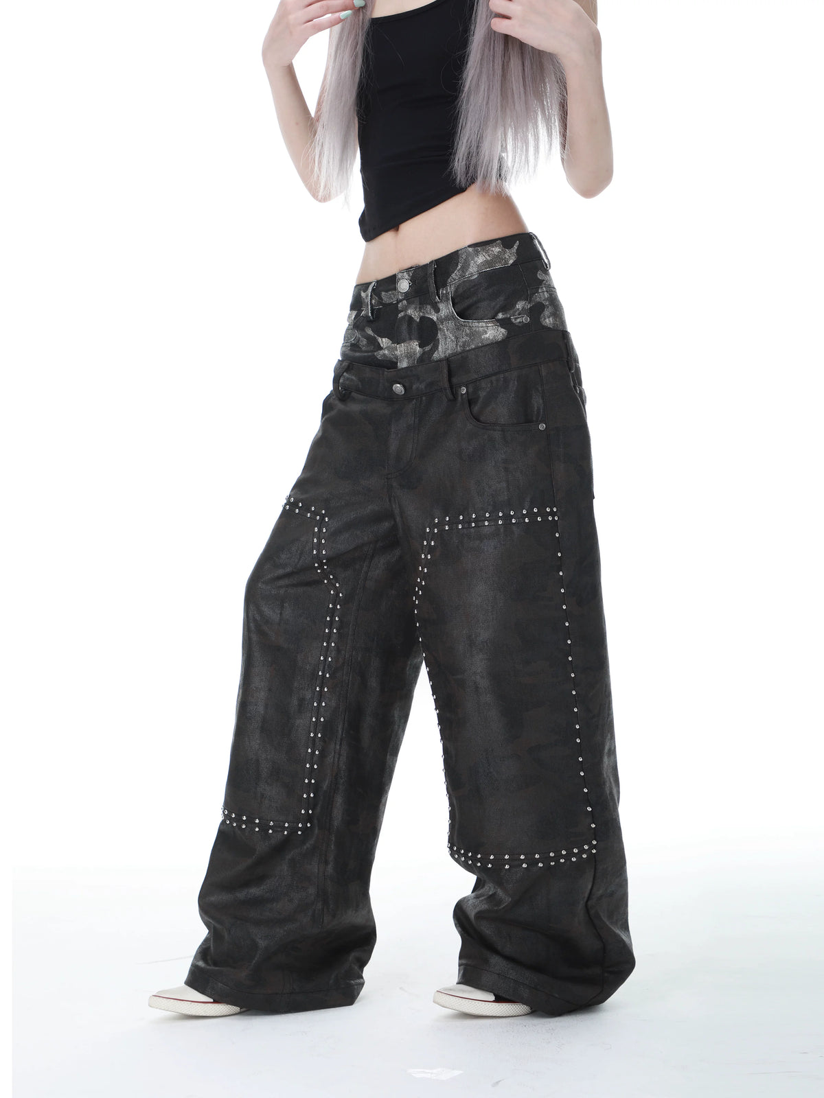 CAMOUFLAGE HEAVY-DUTY DENIM PANTS