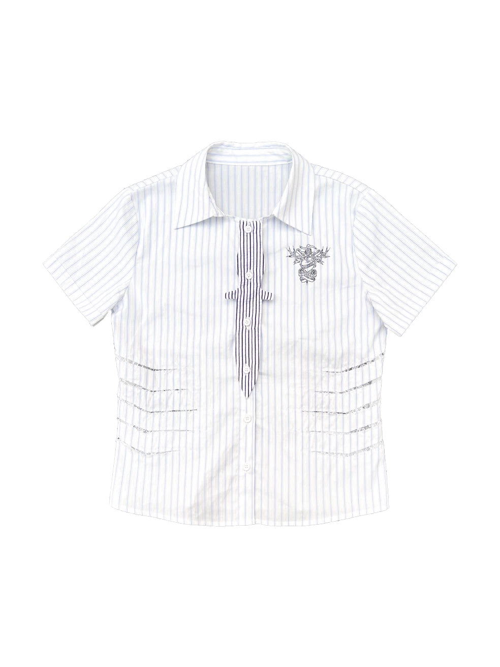 LACE-TRIMMED PATCHWORK BLOUSE
