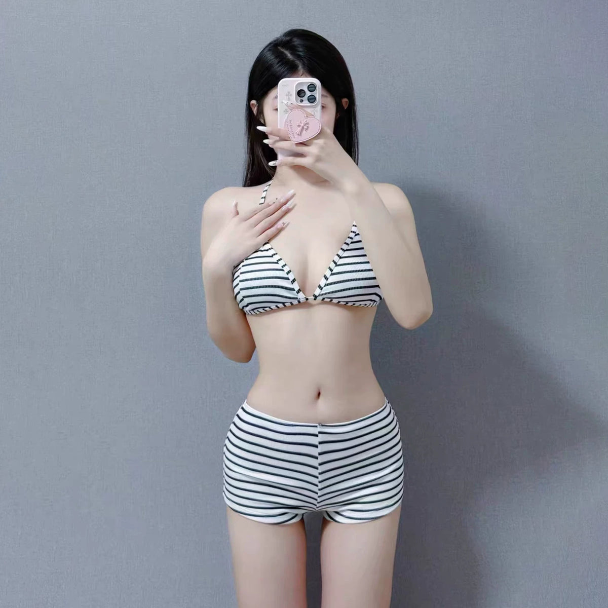 STRIPED TWO-PIECE SWIMSUIT SET