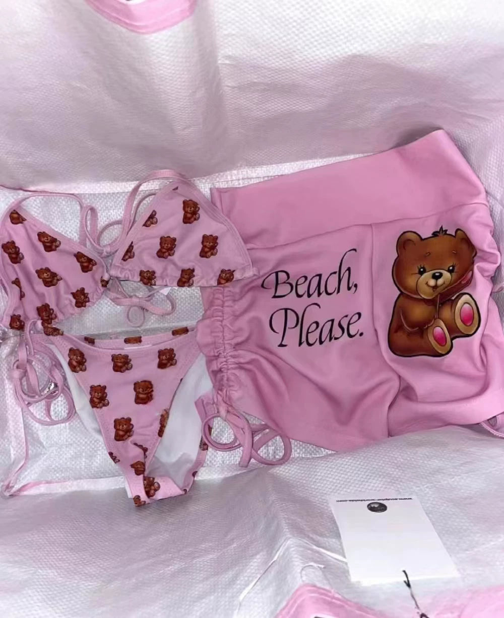 PINK TEDDY BEAR BIKINI SET