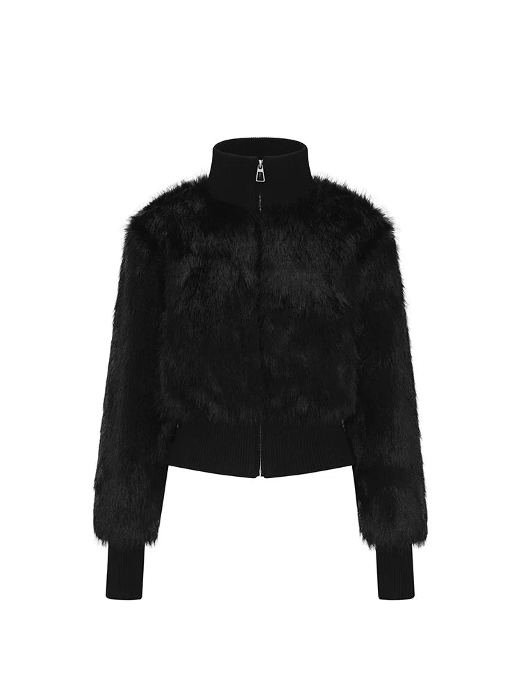 FAUX FUR ZIP COAT