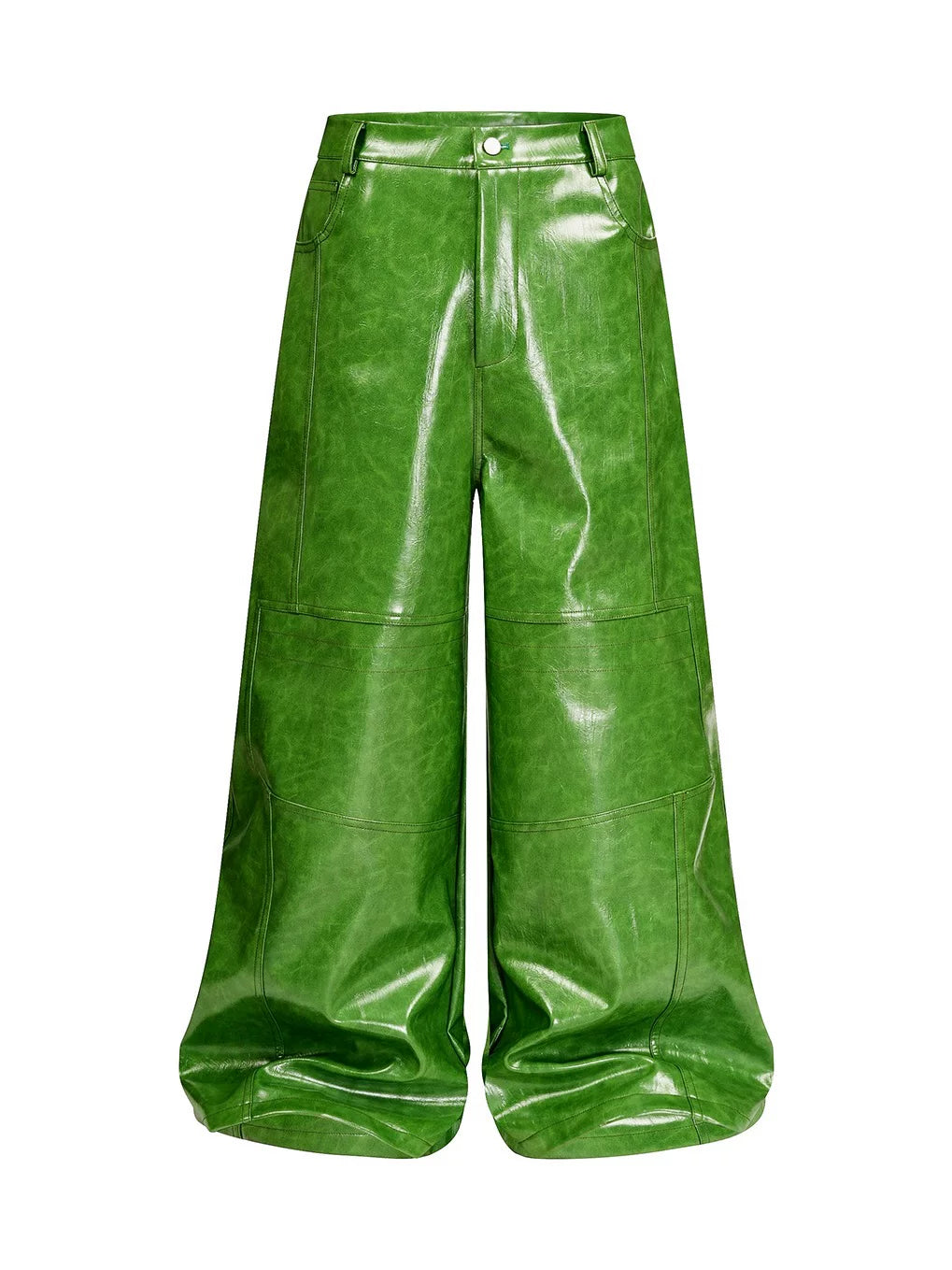 CRISPY GREEN LEATHER PANTS