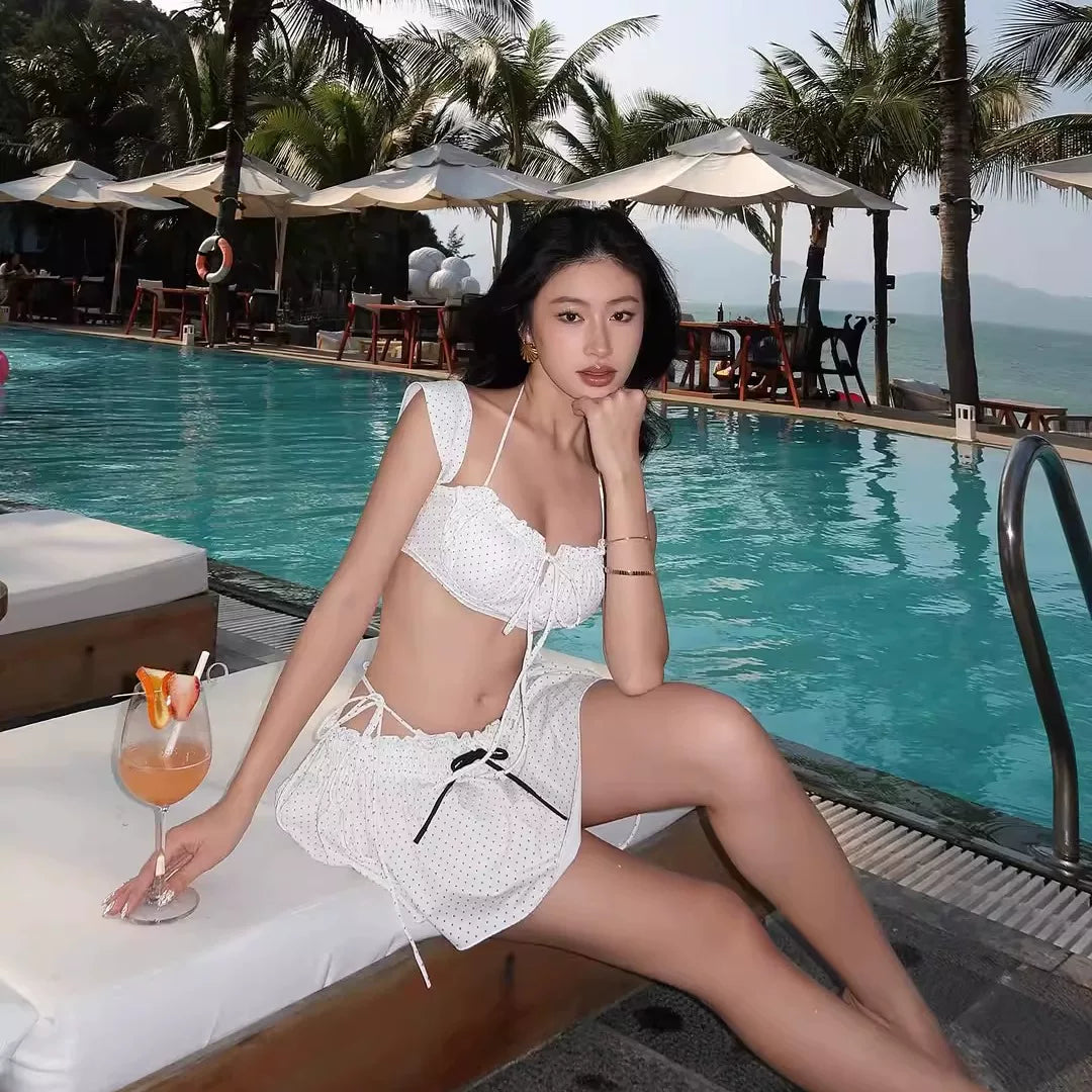 SEDUCTIVE POLKA-DOT TWO-PIECE SWIMSUIT
