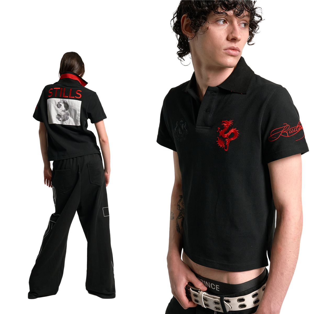 RED DRAGON EMBROIDERED POLO T-SHIRT