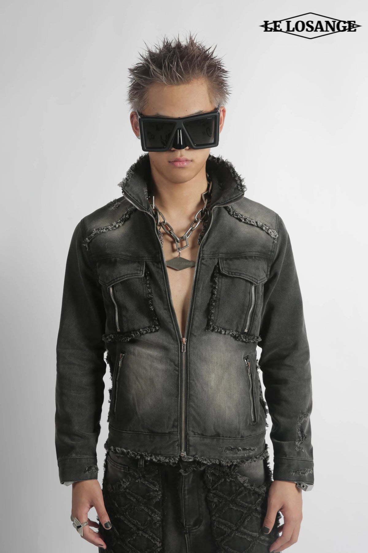 WASHED DENIM ZIP JACKET