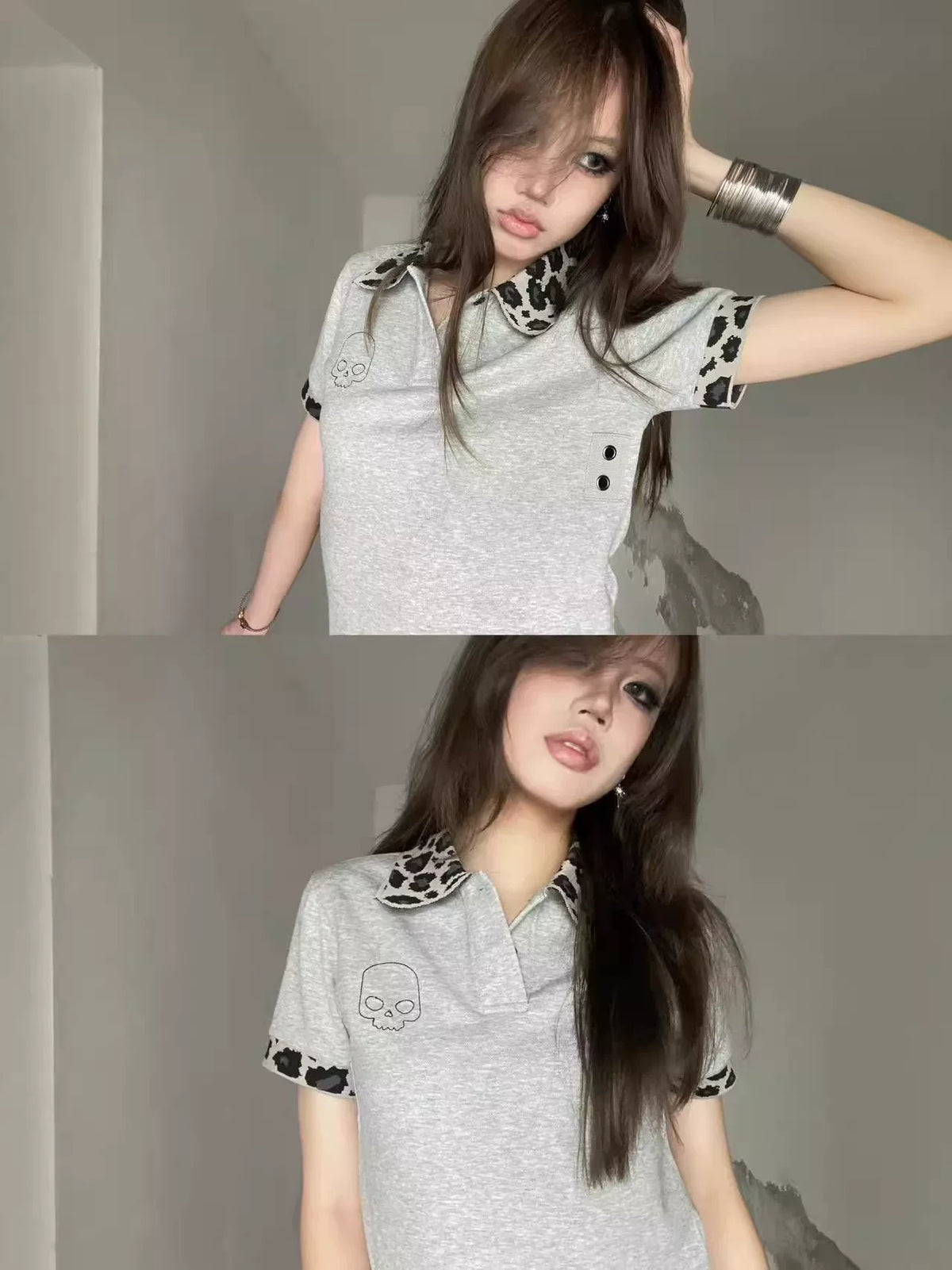 LEOPARD PRINT SKULL POLO