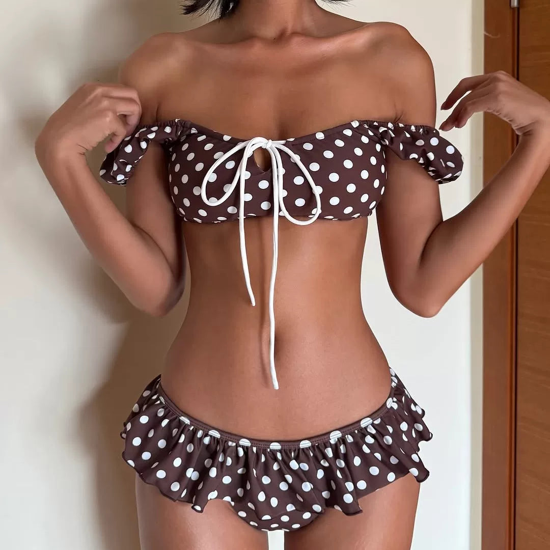 POLKA-DOT OFF-SHOULDER BIKINI SET