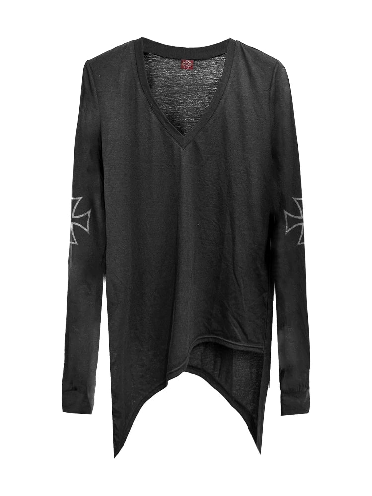 SLIGHTLY SHEER V-NECK TOP