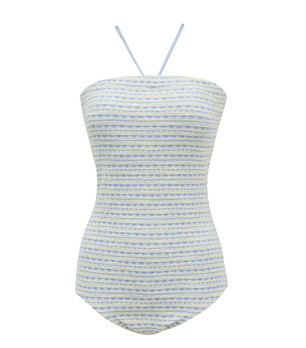 HALTER NECK STRIPED SWIMSUIT